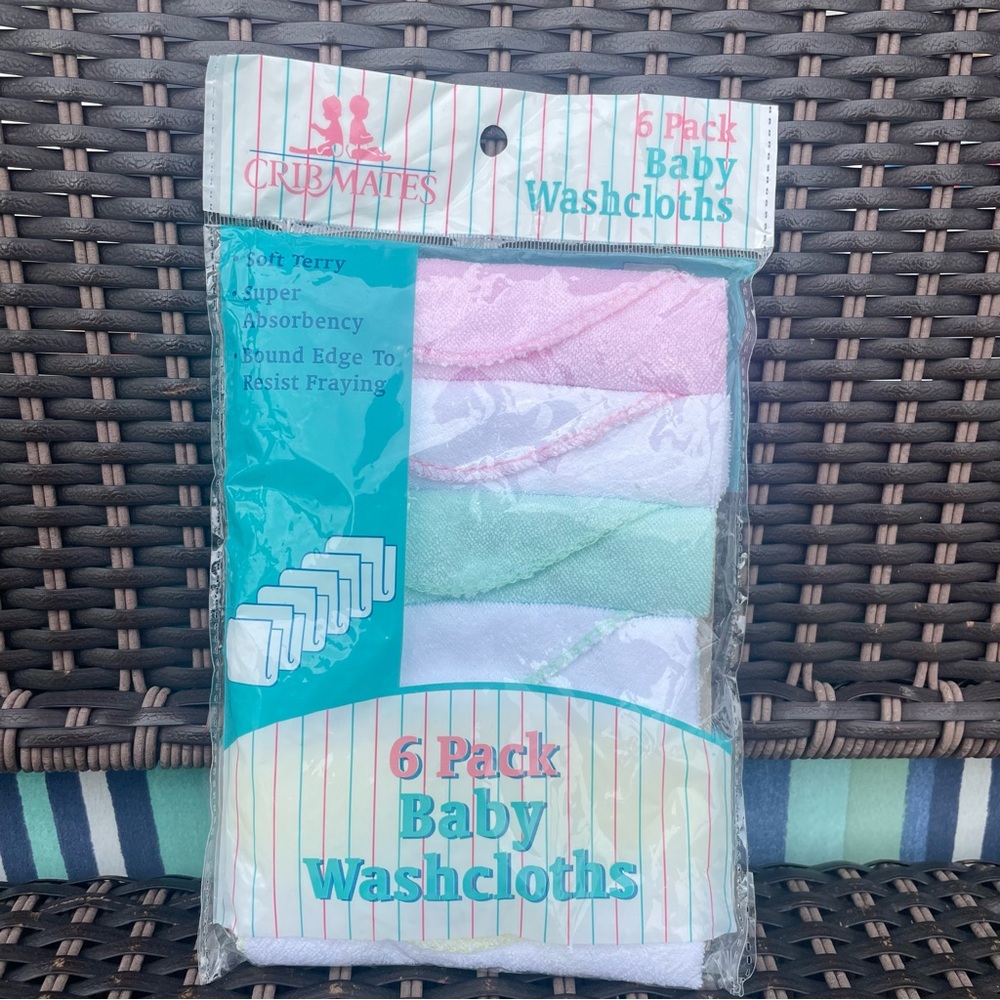 Vintage 90’s Cribmates Cotton Terry Washcloths Solid Pastel Colors NEW NOS